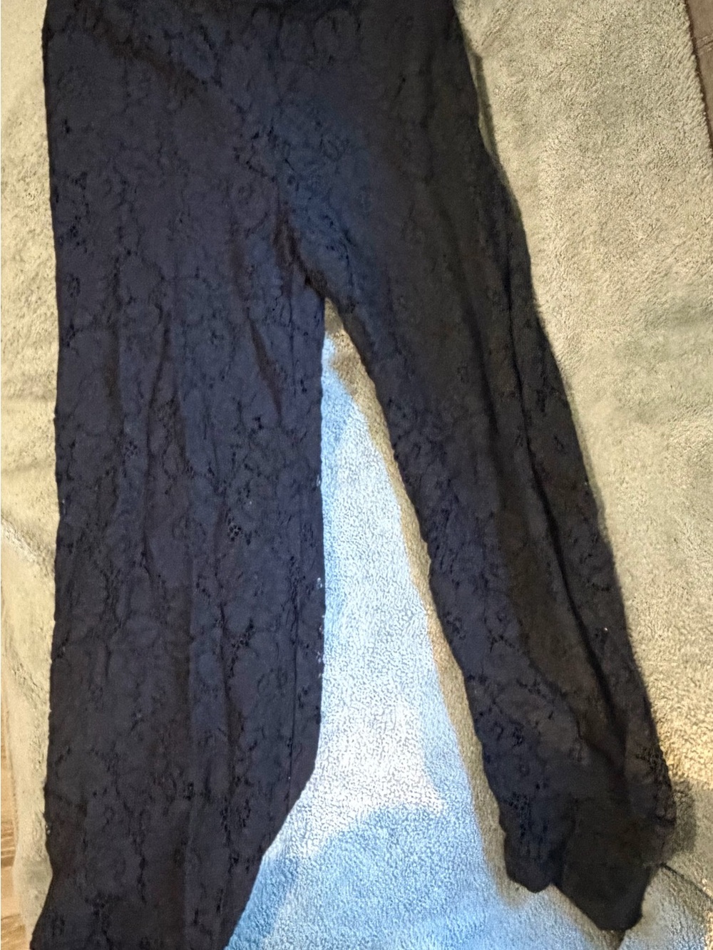 Women's Navy Lace Wide-Leg Pants
